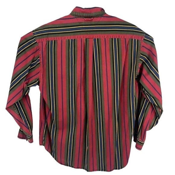 Vintage Tommy Hilfiger Red/Striped Long Sleeve Button Up Shirt Size Medium - Picture 2 of 7